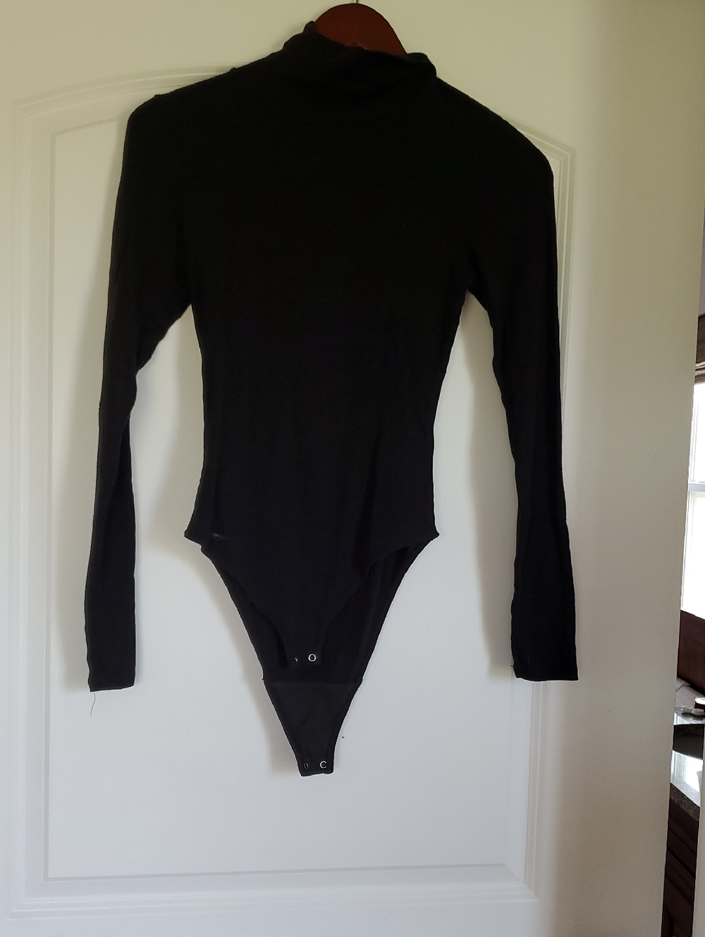 Everlane Black Ribbed Long Sleeve Turtleneck Bodysuit